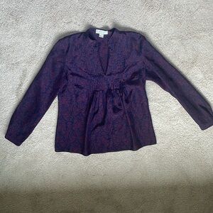 Women's Michael Kors navy & Purple 100% silk blouse size 10